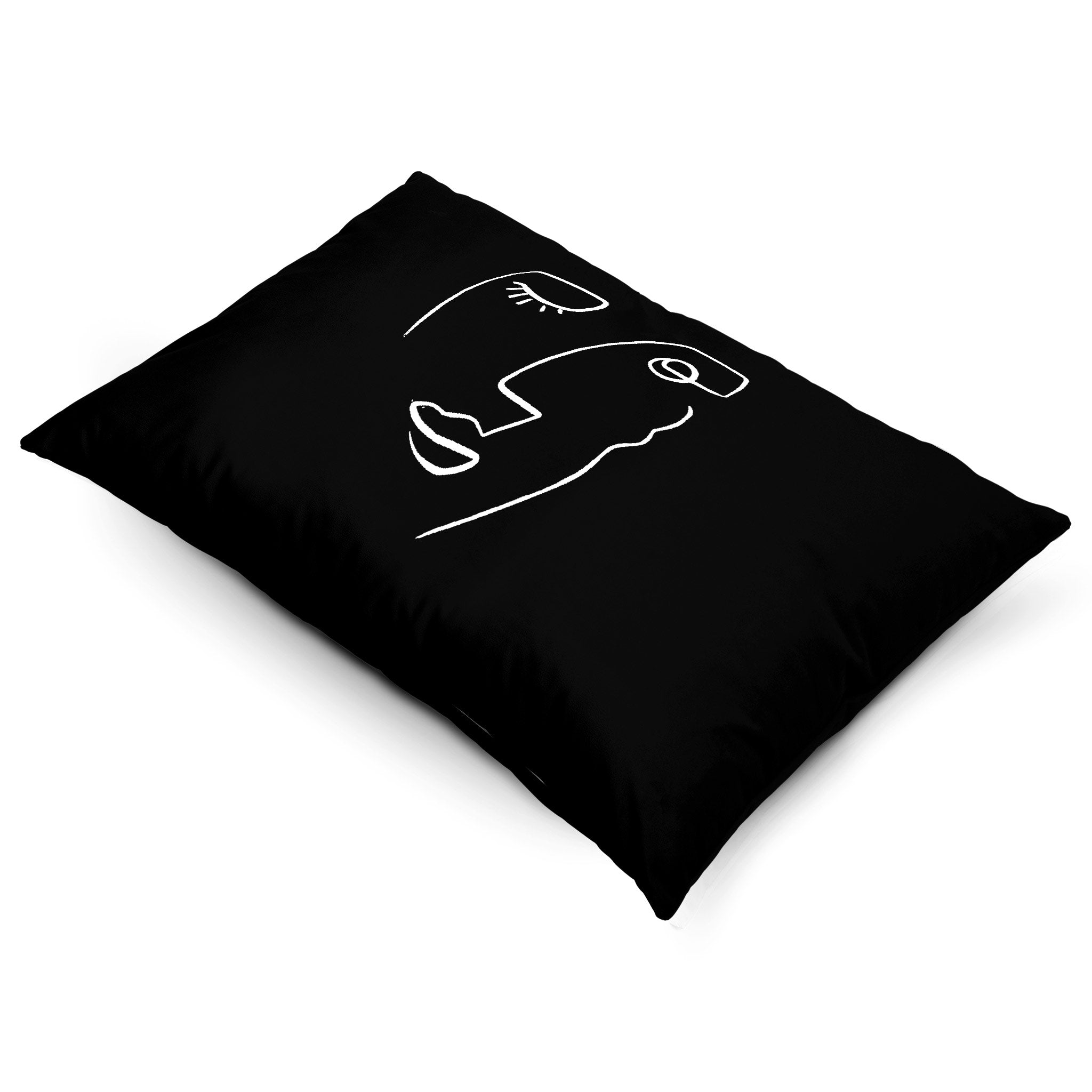 Open Face | Sustainable Velvet Rectangle Cushion - Black and White 50 x 30 cm Cover Only by Izabela Peters