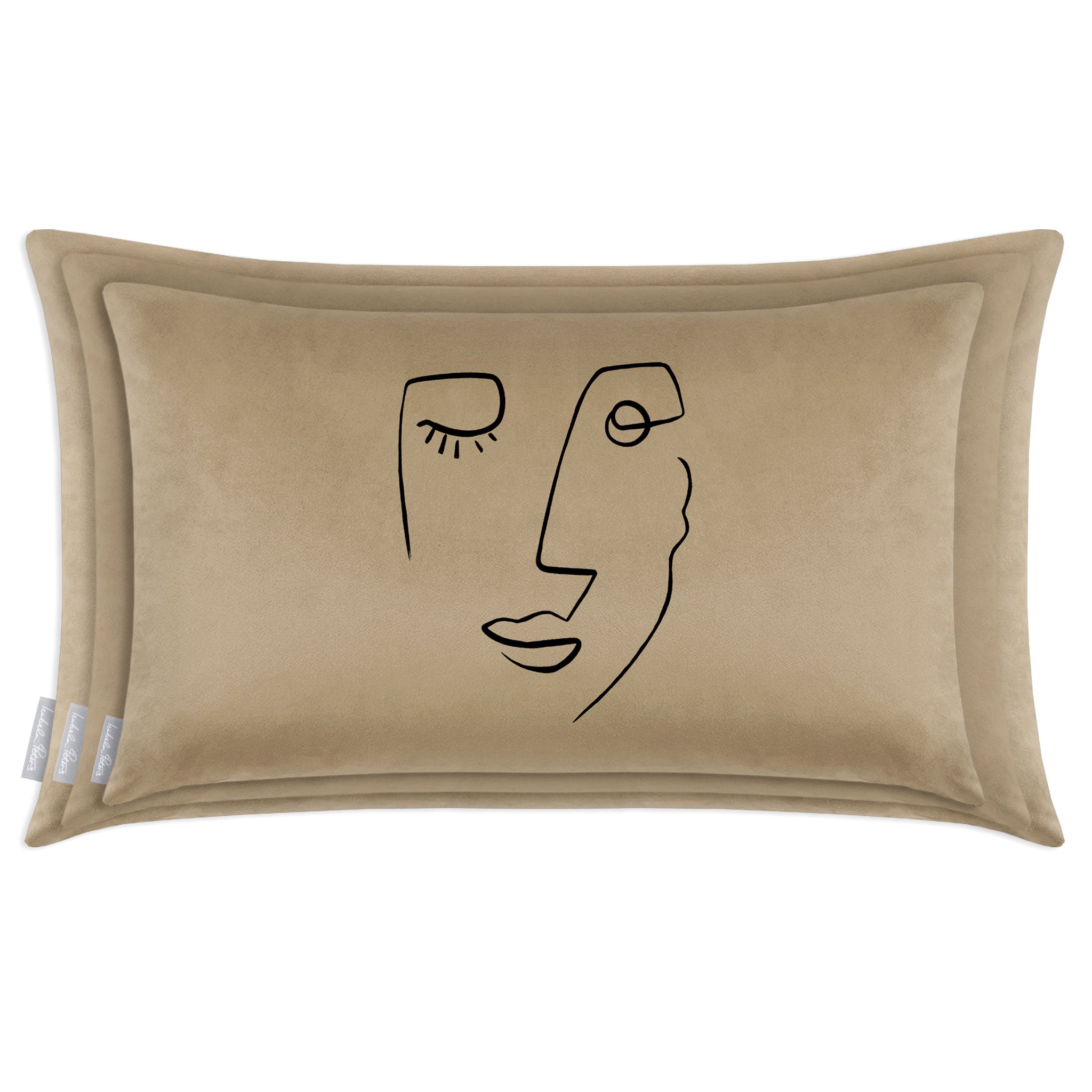 Open Face | Sustainable Velvet Rectangle Cushion - Taupe 50 x 30 cm Cover Only by Izabela Peters