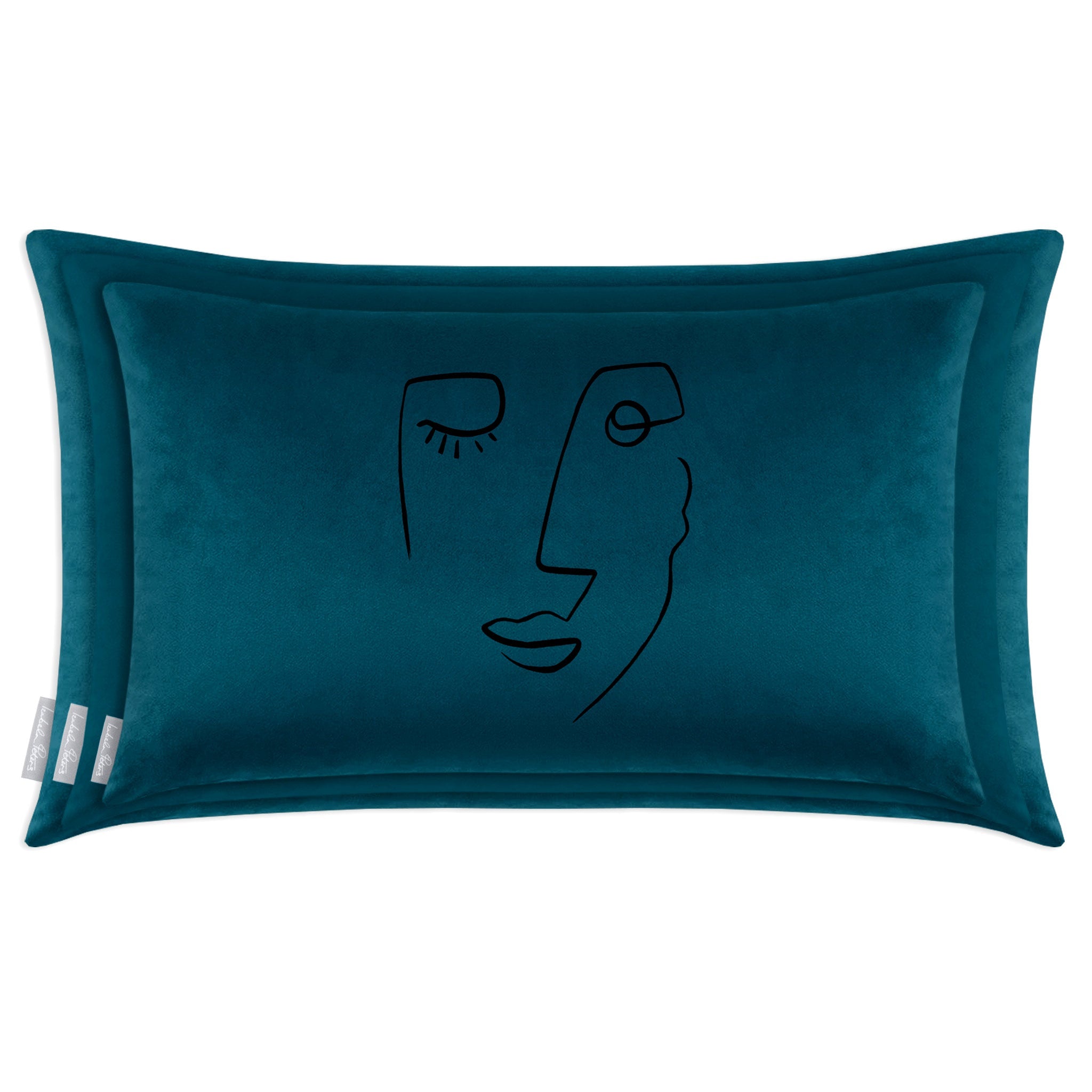Open Face | Sustainable Velvet Rectangle Cushion - Teal 50 x 30 cm Cover Only by Izabela Peters