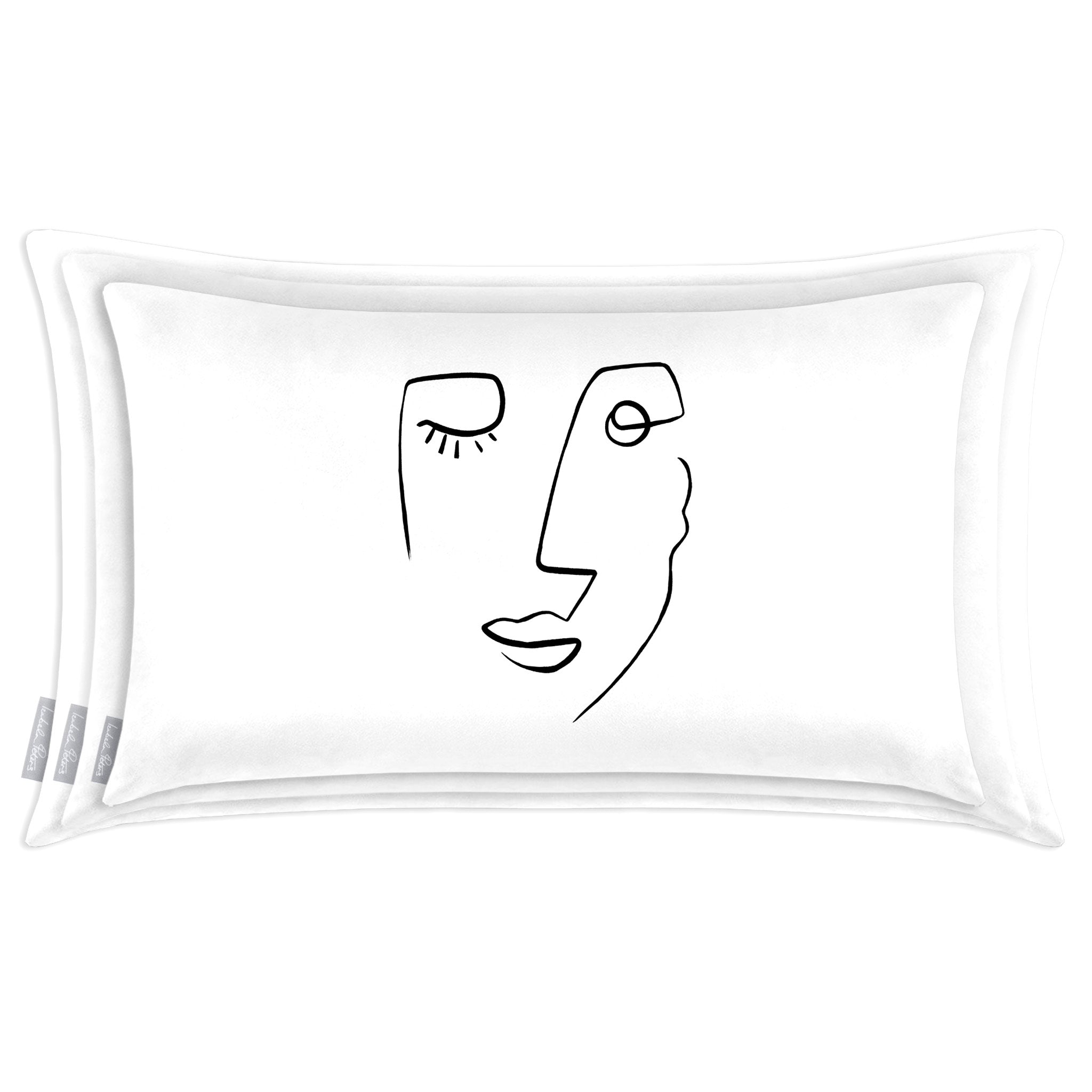 Open Face | Sustainable Velvet Rectangle Cushion - White and Black 50 x 30 cm Cover Only by Izabela Peters
