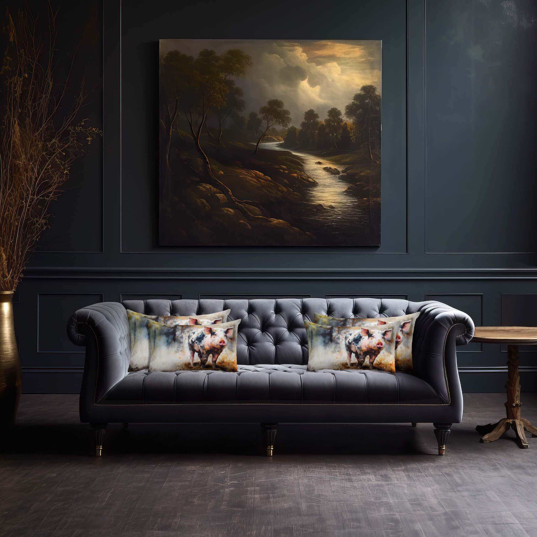 Pig | Sustainable Velvet Rectangle Cushion - 50 x 30 cm Cover Only Multicoloured by Izabela Peters