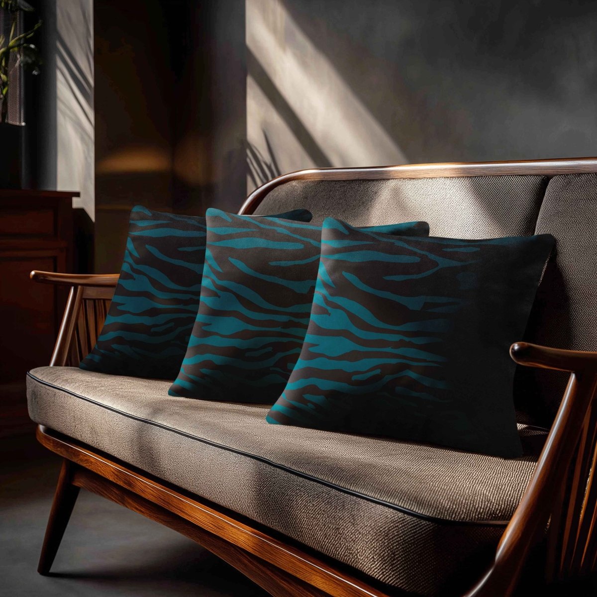 Zebra Print | Sustainable Velvet Cushion - Teal 40 x 40 cm Standard by Izabela Peters