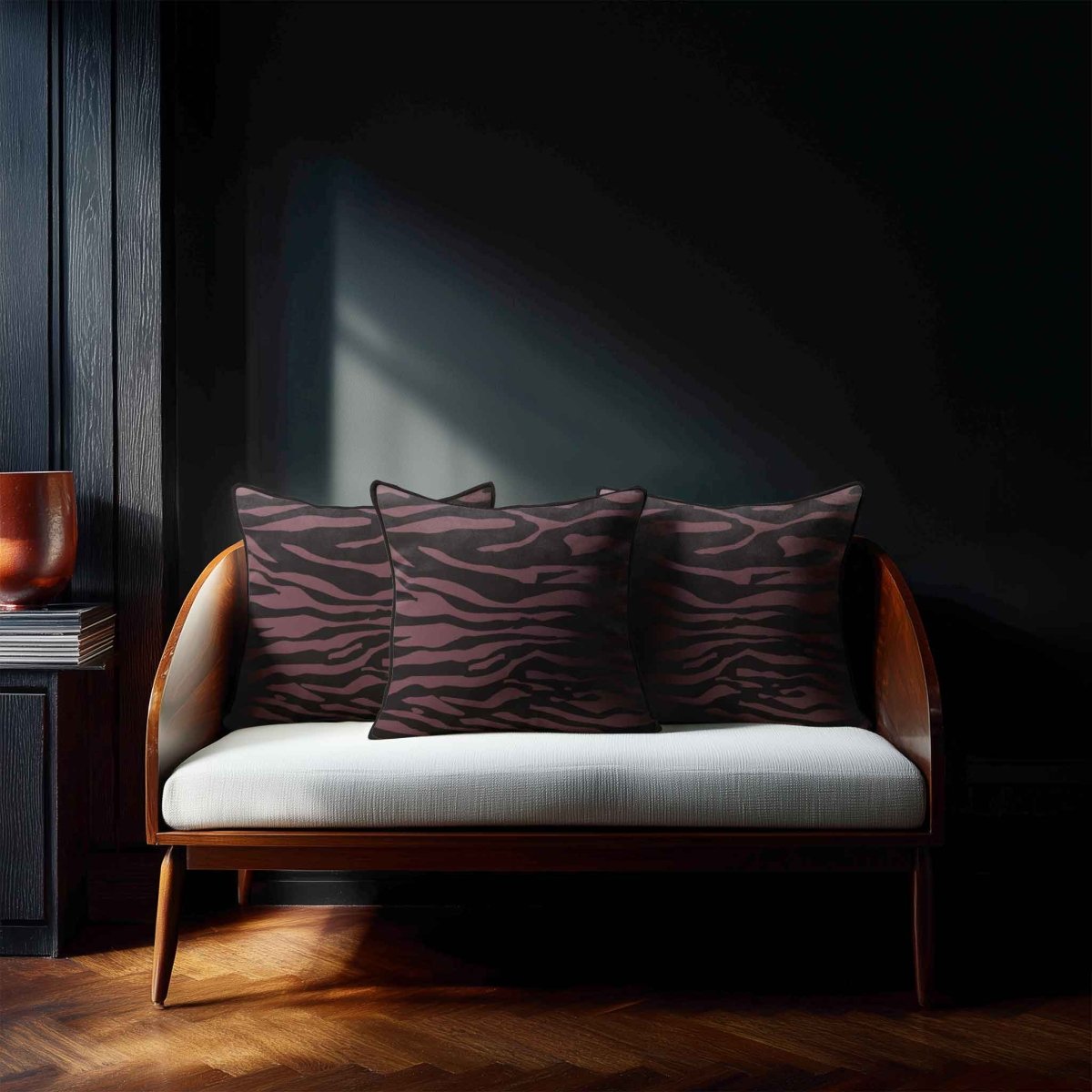 Zebra Print | Sustainable Velvet Cushion - Italian Grape 40 x 40 cm Piped by Izabela Peters