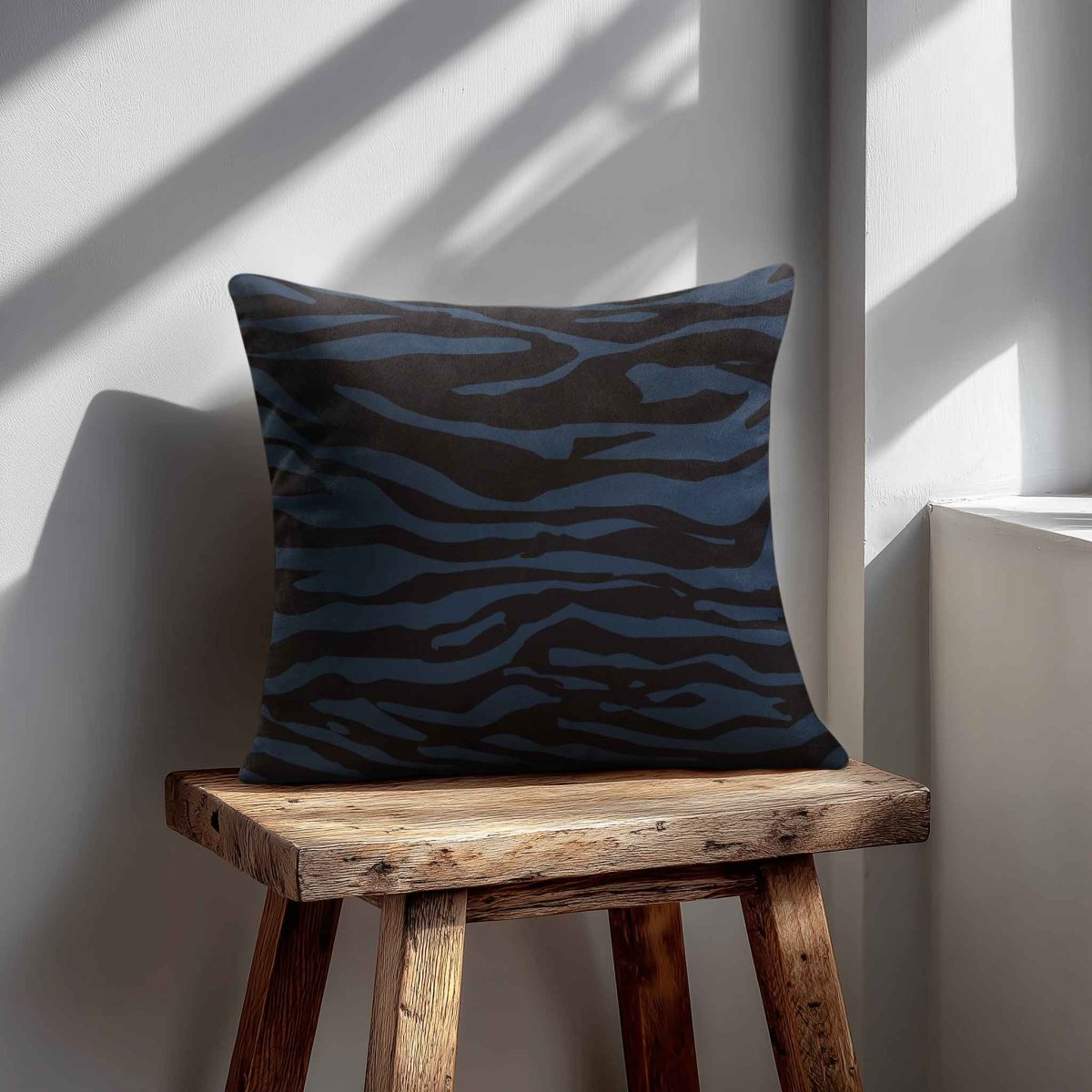 Zebra Print | Sustainable Velvet Cushion - Petrol Blue 40 x 40 cm Standard by Izabela Peters