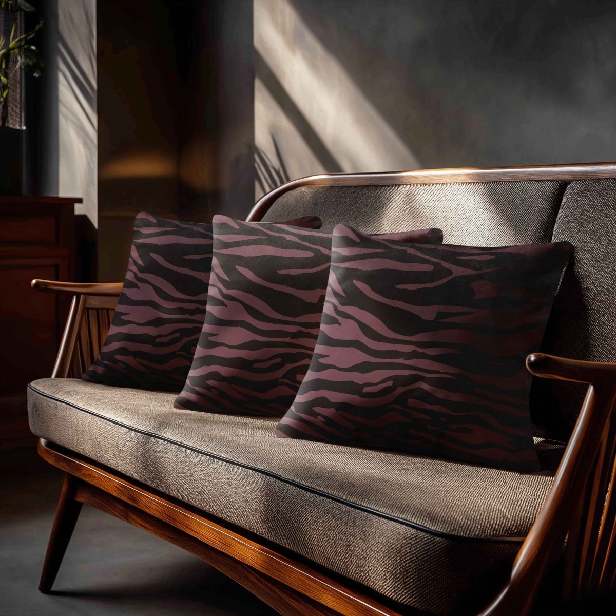 Zebra Print | Sustainable Velvet Cushion - Italian Grape 40 x 40 cm Standard by Izabela Peters