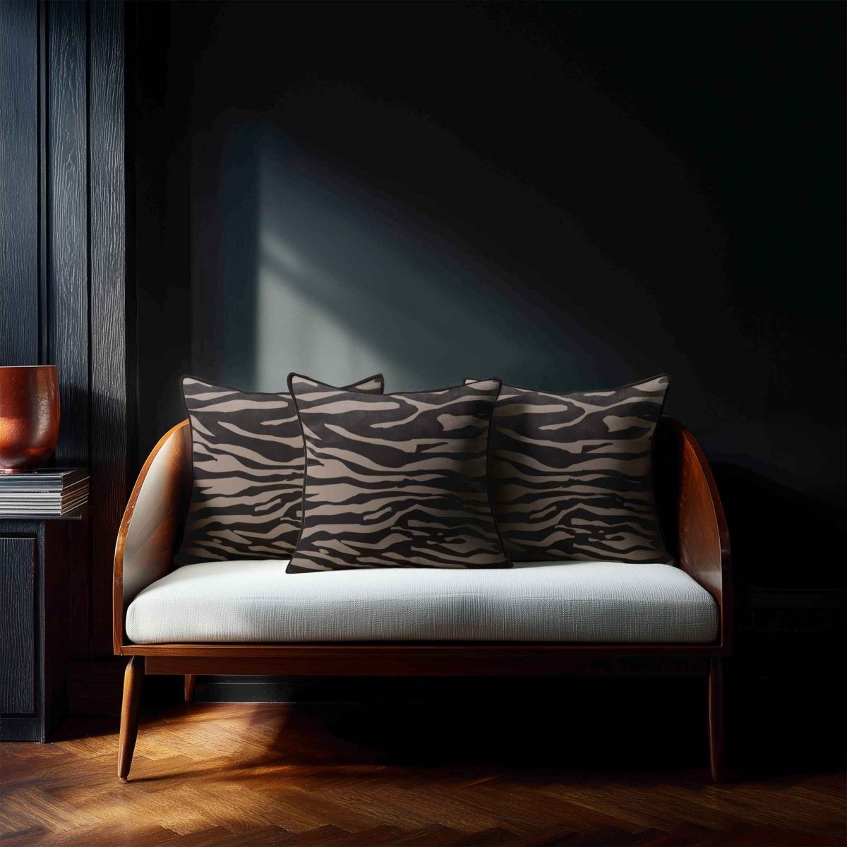 Zebra Print | Sustainable Velvet Cushion - Dovedale Stone 40 x 40 cm Piped by Izabela Peters
