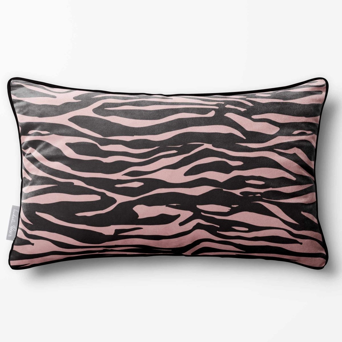 Zebra Print | Sustainable Velvet Rectangle Cushion - Rosewater 50 x 30 cm Piped by Izabela Peters