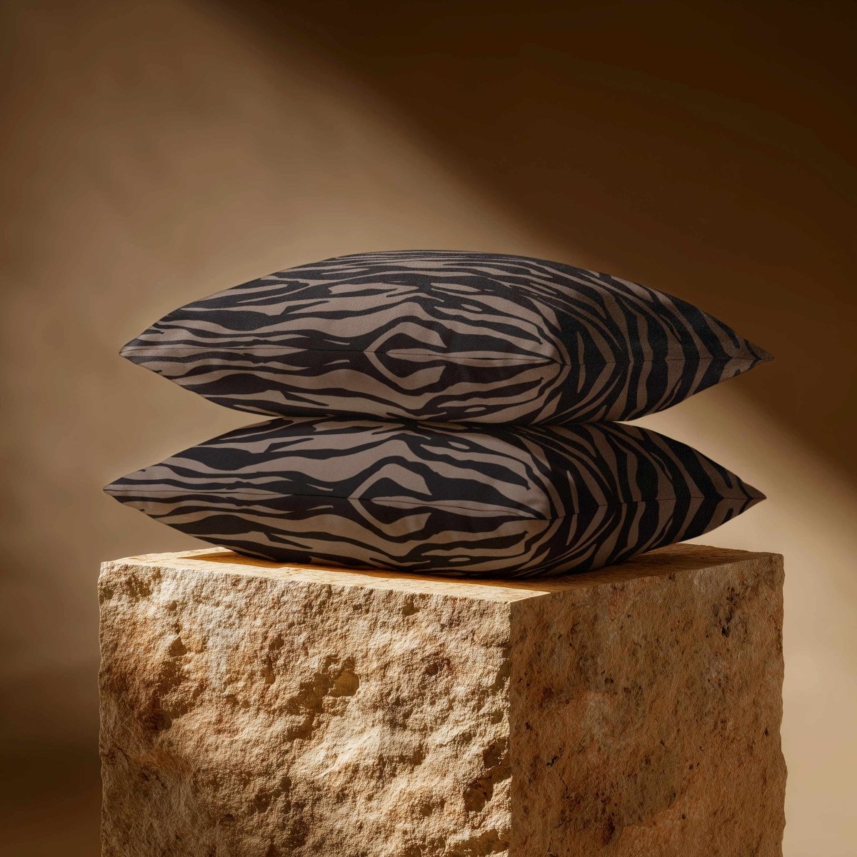 Zebra Print | Sustainable Velvet Rectangle Cushion - Dovedale Stone 50 x 30 cm Standard by Izabela Peters