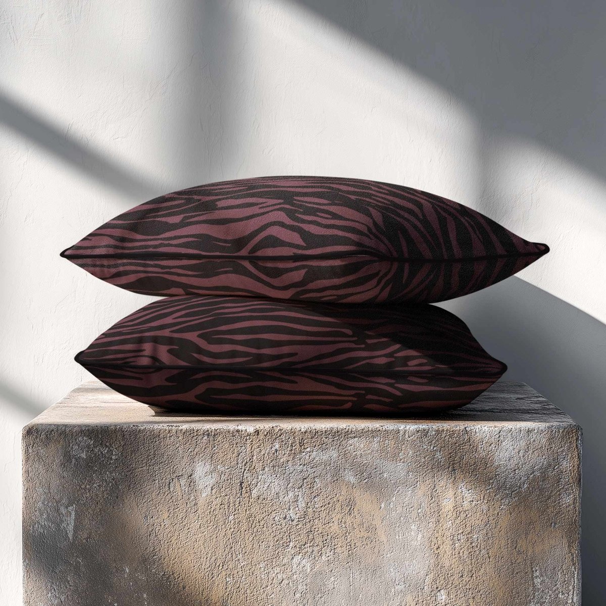 Zebra Print | Sustainable Velvet Rectangle Cushion - Italian Grape 50 x 30 cm Piped by Izabela Peters