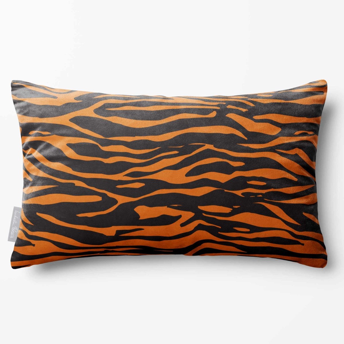 Zebra Print | Sustainable Velvet Rectangle Cushion - Orange 50 x 30 cm Standard by Izabela Peters