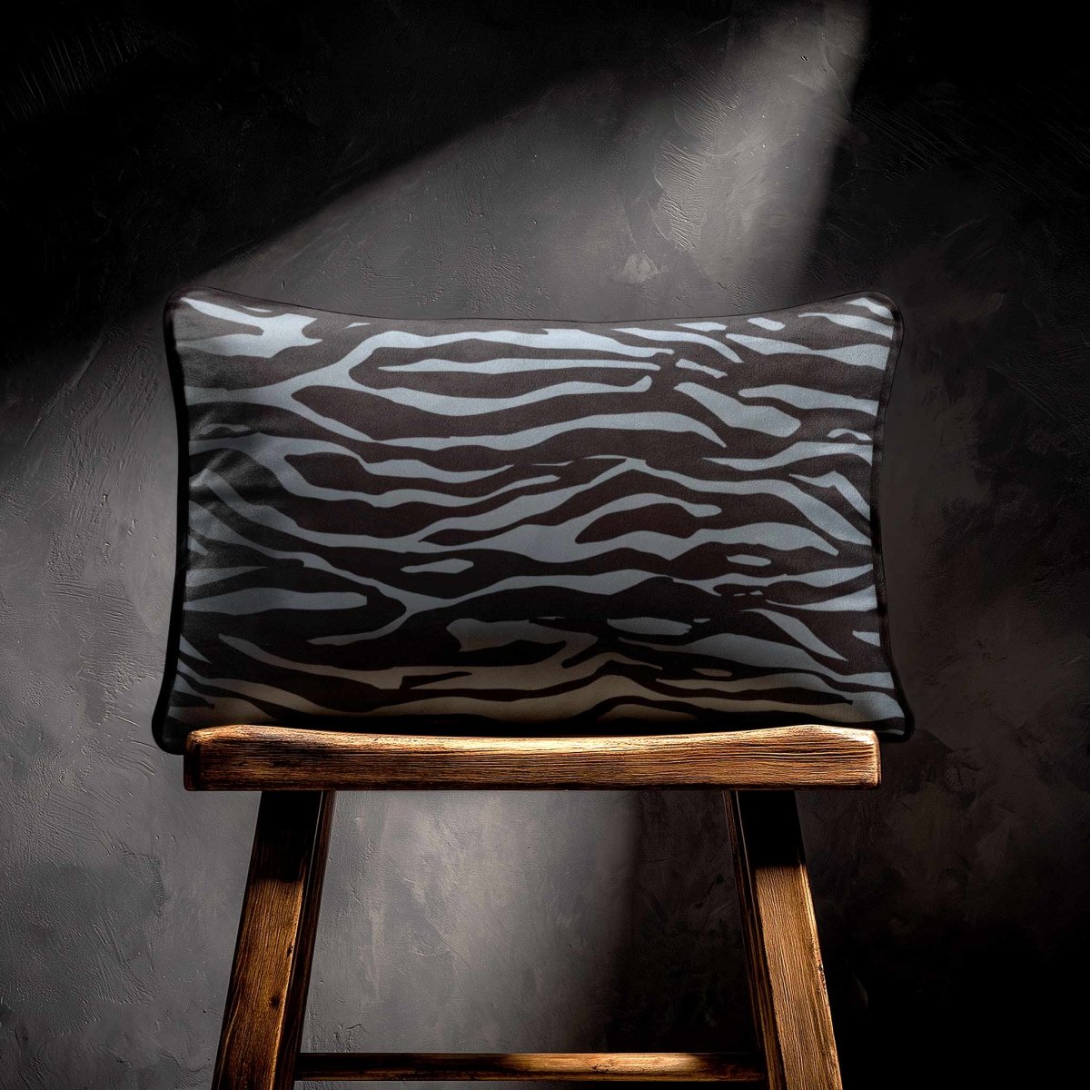 Zebra Print | Sustainable Velvet Rectangle Cushion - French Grey 50 x 30 cm Piped by Izabela Peters