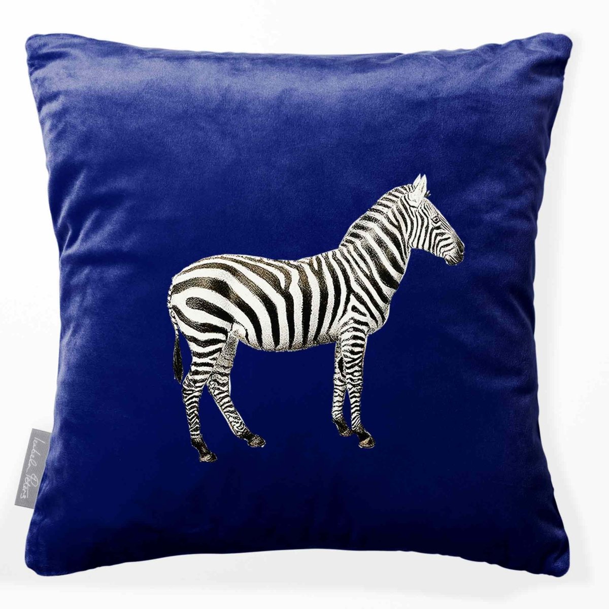 Zebra | Sustainable Velvet Cushion - Midnight 40 x 40 cm Smooth by Izabela Peters