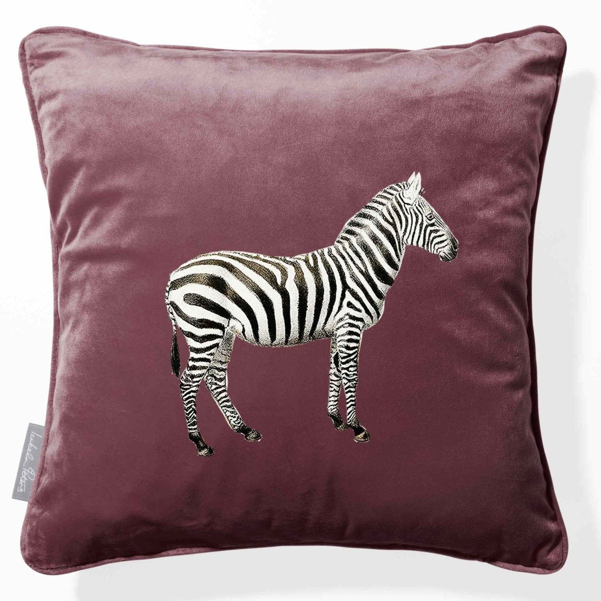 Zebra | Sustainable Velvet Cushion - Italian Grape 40 x 40 cm Piped by Izabela Peters