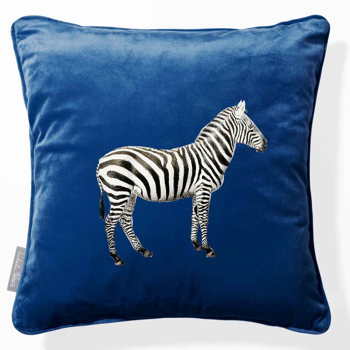 Zebra | Sustainable Velvet Cushion - Estate Blue 40 x 40 cm Piped by Izabela Peters