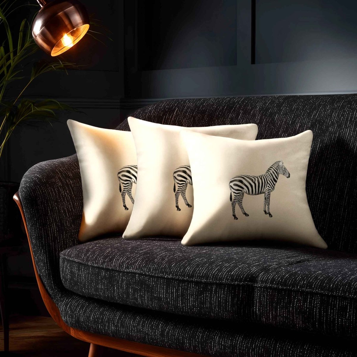 Zebra | Sustainable Velvet Cushion - Ivory Cream 40 x 40 cm Standard by Izabela Peters