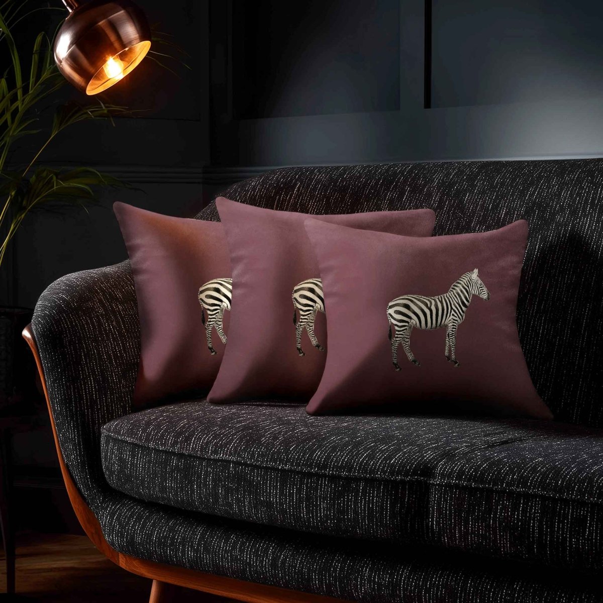 Zebra | Sustainable Velvet Cushion - Italian Grape 40 x 40 cm Standard by Izabela Peters