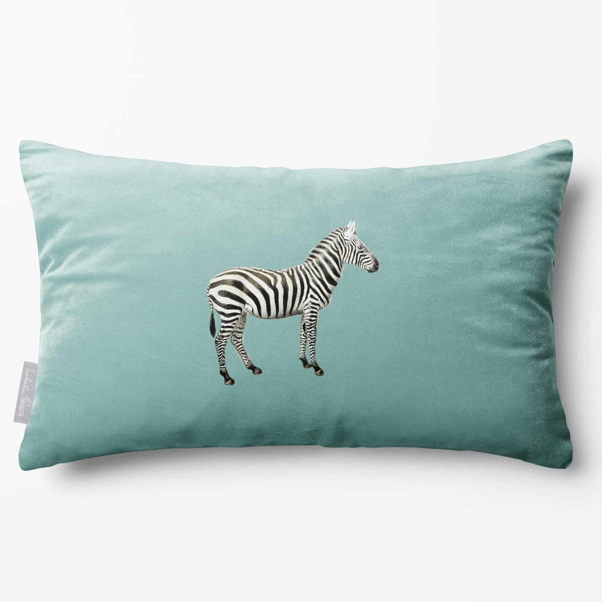Zebra | Sustainable Velvet Rectangle Cushion - Blue Surf 50 x 30 cm Standard by Izabela Peters