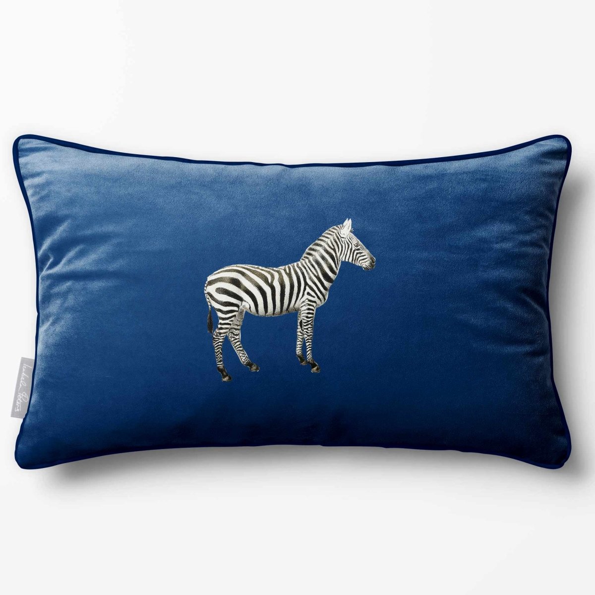 Zebra | Sustainable Velvet Rectangle Cushion - Estate Blue 50 x 30 cm Piped by Izabela Peters