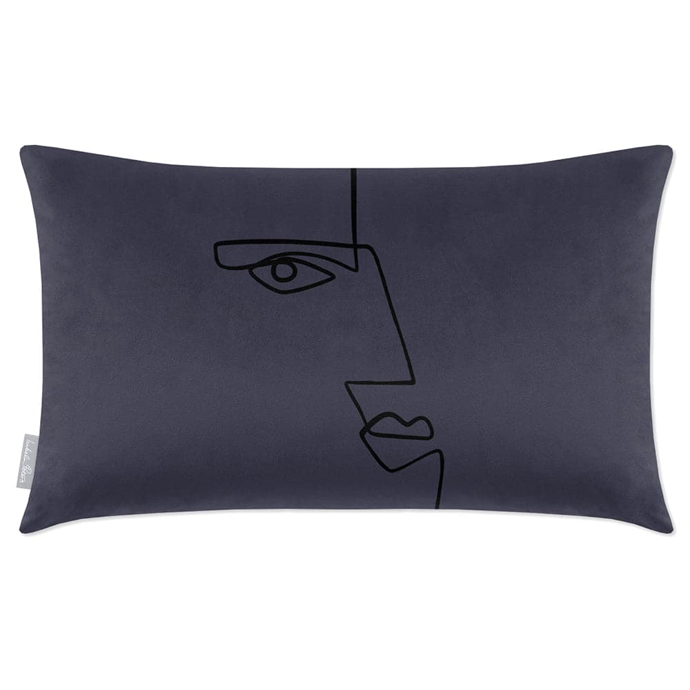 Luxury Eco-Friendly Rectangle Velvet Cushion  - Angular Face  IzabelaPeters Graphite 50 x 30 cm 