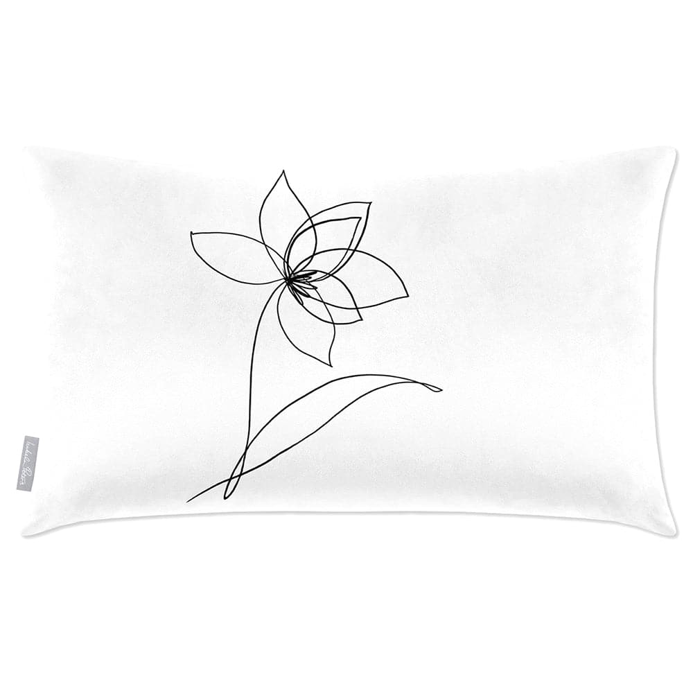 Luxury Eco-Friendly Rectangle Velvet Cushion  - Flower  IzabelaPeters White And Black 50 x 30 cm 