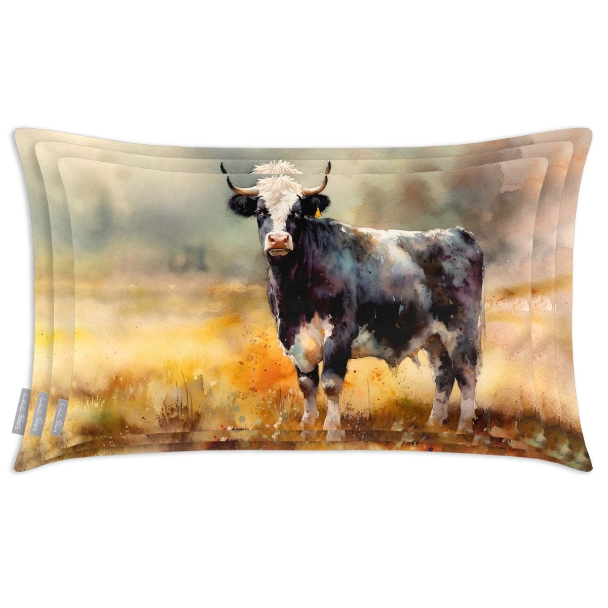 Belted Galloway Cow | Sustainable Velvet Rectangle Cushion - 50 x 30 cm Cover Only Multicoloured by Izabela Peters