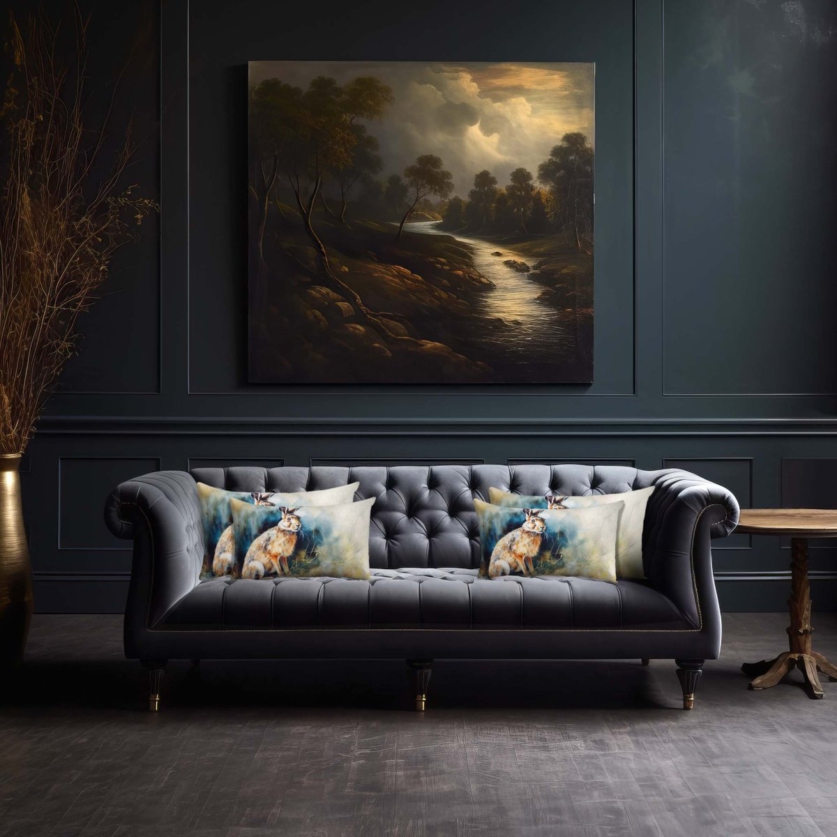 Hare | Sustainable Velvet Rectangle Cushion - 50 x 30 cm Cover Only Multicoloured by Izabela Peters