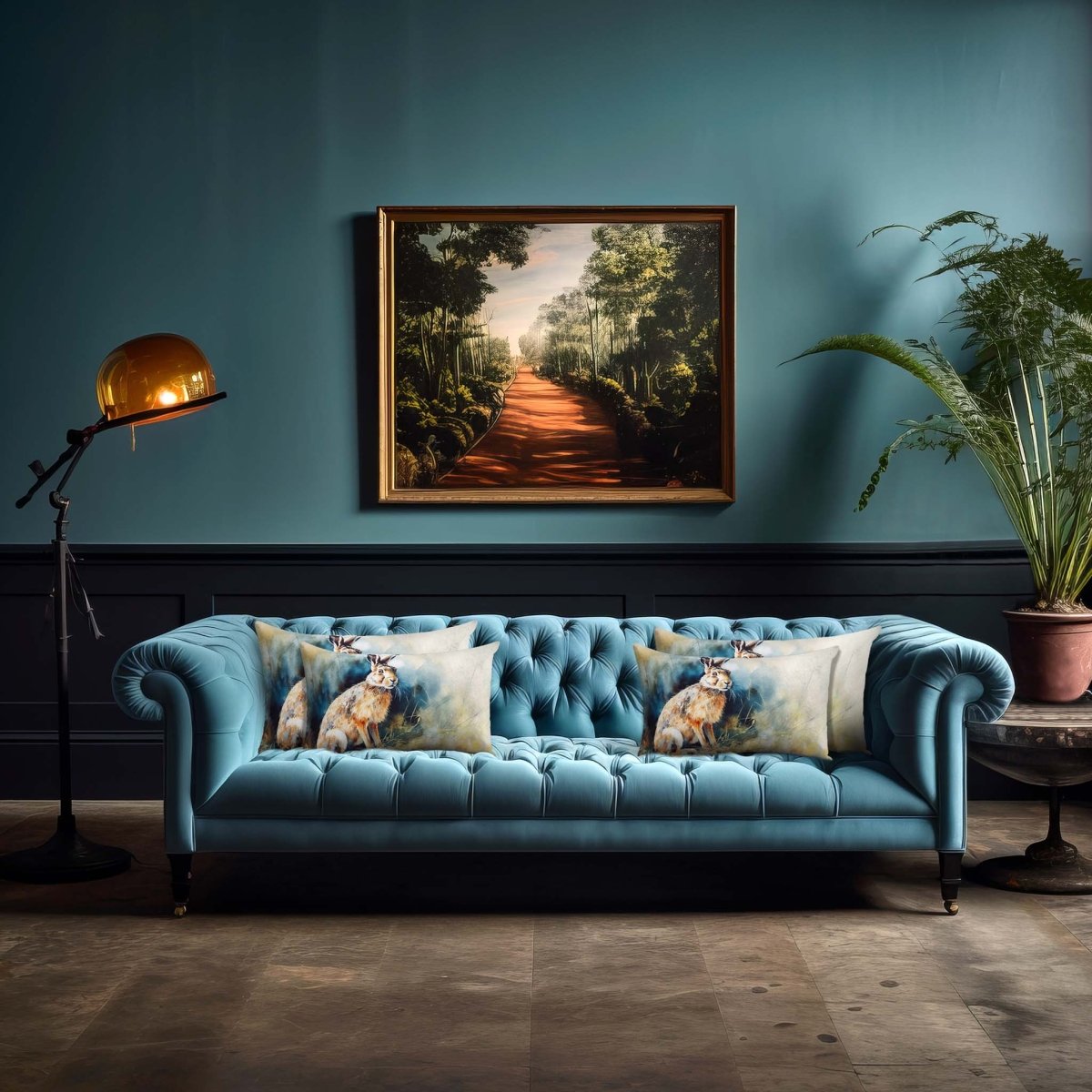 Hare | Sustainable Velvet Rectangle Cushion - 50 x 30 cm Cover Only Multicoloured by Izabela Peters