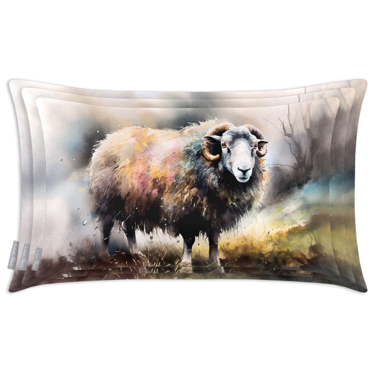 Herdwick Sheep | Sustainable Velvet Rectangle Cushion - 50 x 30 cm Cover Only Multicoloured by Izabela Peters