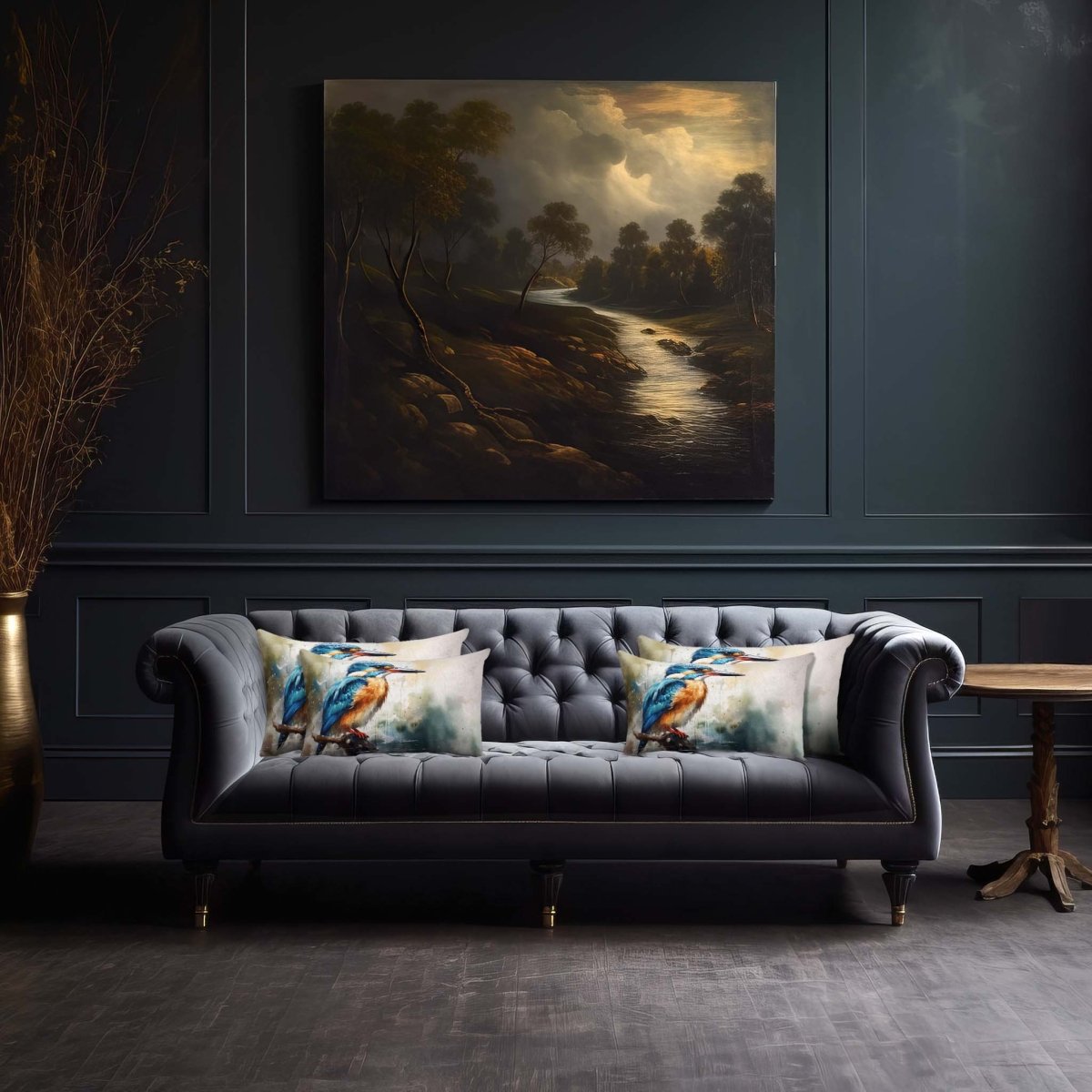Kingfisher | Sustainable Velvet Rectangle Cushion - 50 x 30 cm Cover Only Multicoloured by Izabela Peters