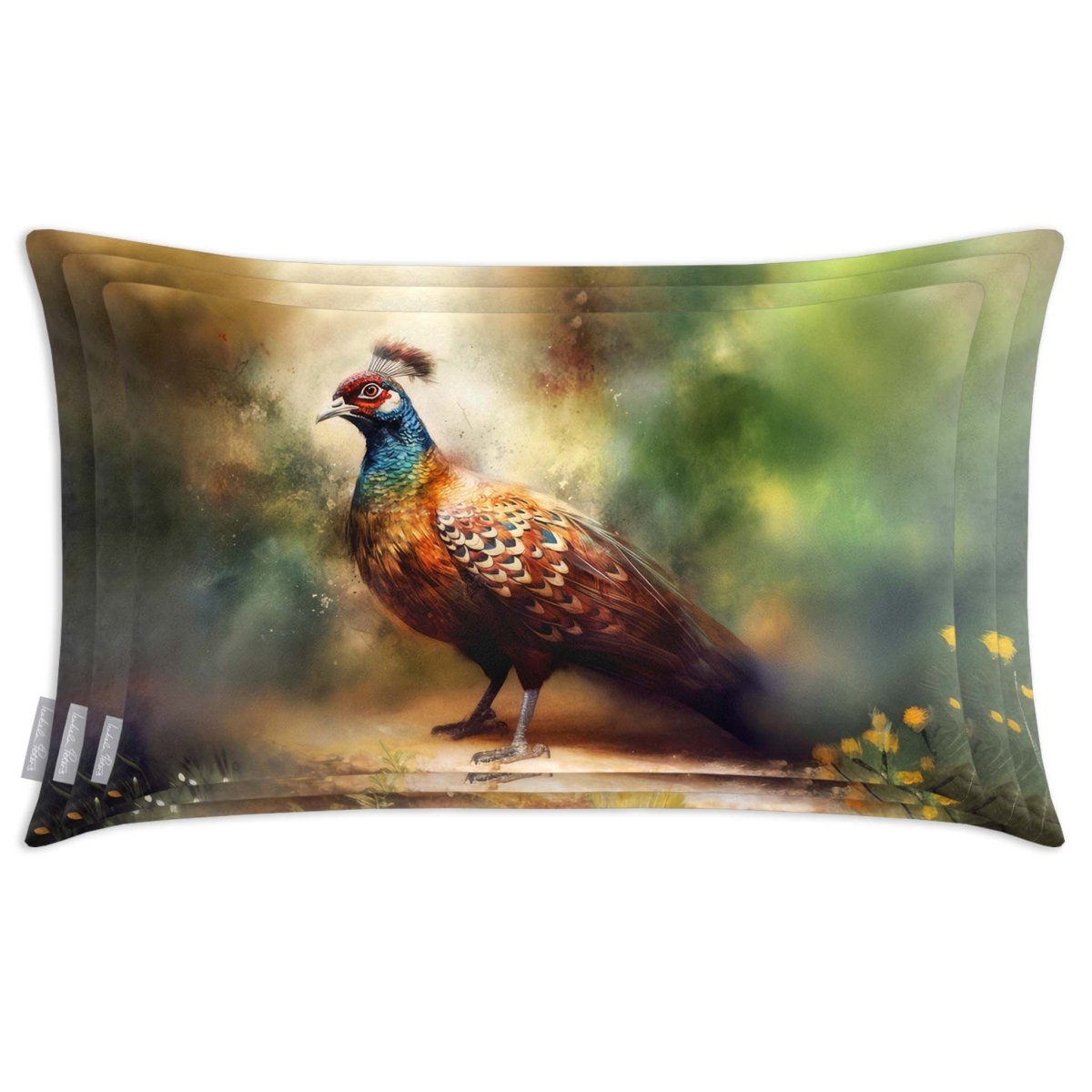 Pheasant | Sustainable Velvet Rectangle Cushion - 50 x 30 cm Cover Only Multicoloured by Izabela Peters