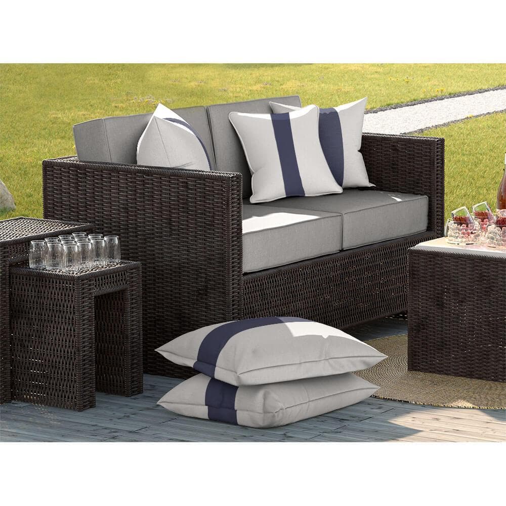 Outdoor Garden Waterproof Cushion - 1 Stripe - Graphite 43 x 43 cm by Izabela Peters
