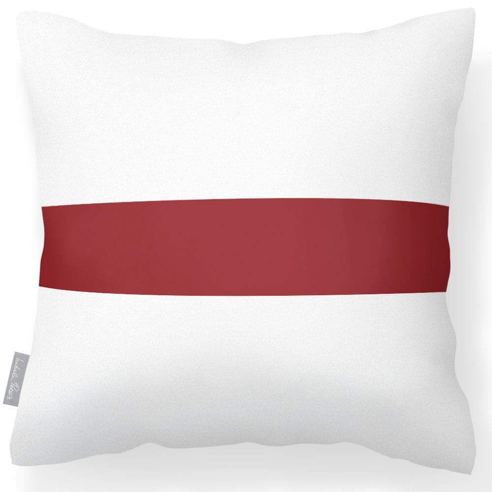 Outdoor Garden Waterproof Cushion - 1 Stripe Horizontal - Raspberry Red 50 x 50 cm by Izabela Peters