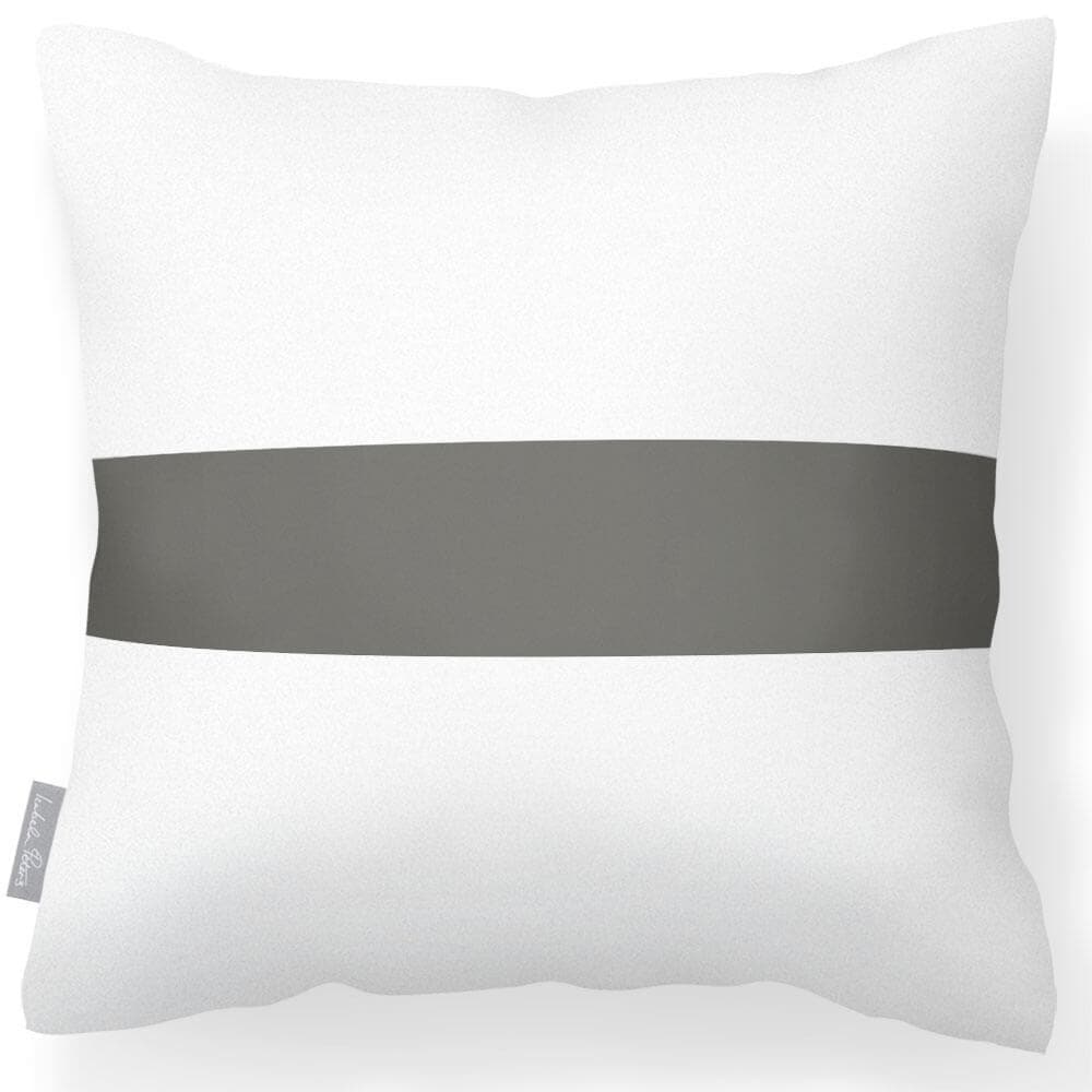 Outdoor Garden Waterproof Cushion - 1 Stripe Horizontal - Beluga 50 x 50 cm by Izabela Peters
