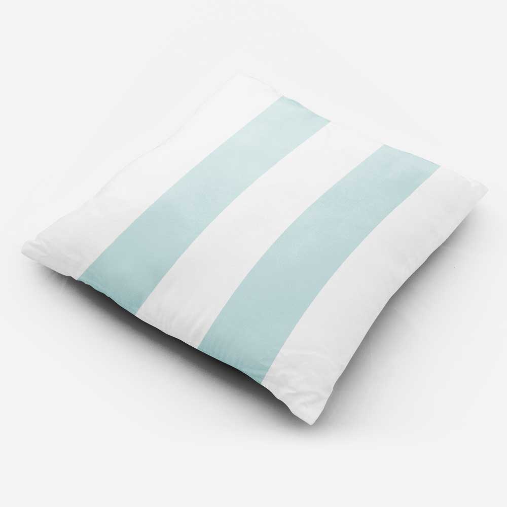 Outdoor Garden Waterproof Cushion - 2 Stripes - Duck Egg 43 x 43 cm by Izabela Peters