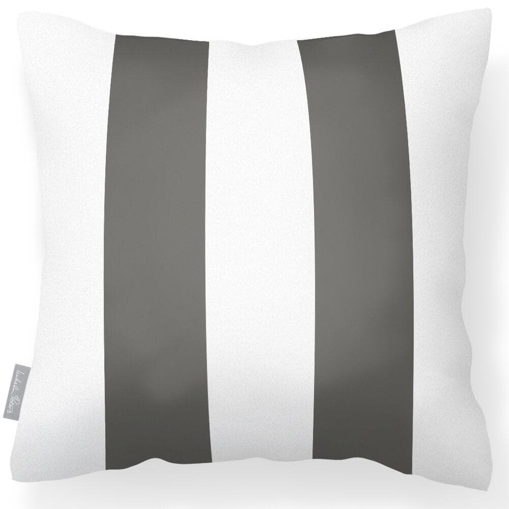 Outdoor Garden Waterproof Cushion - 2 Stripes - Beluga 50 x 50 cm by Izabela Peters