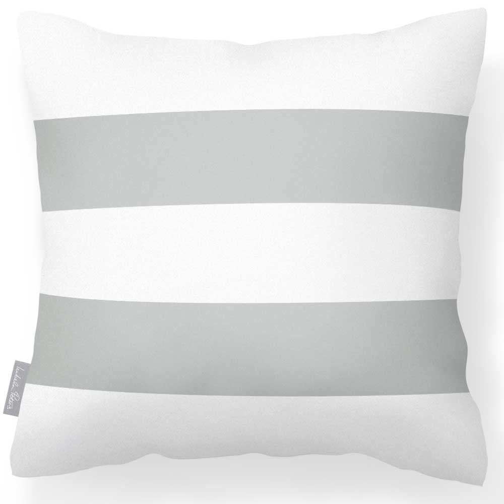 Outdoor Garden Waterproof Cushion - 2 Stripes Horizontal - Storm Grey 50 x 50 cm by Izabela Peters