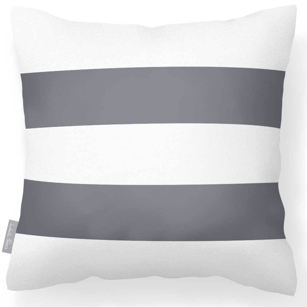 Outdoor Garden Waterproof Cushion - 2 Stripes Horizontal - Grey 50 x 50 cm by Izabela Peters