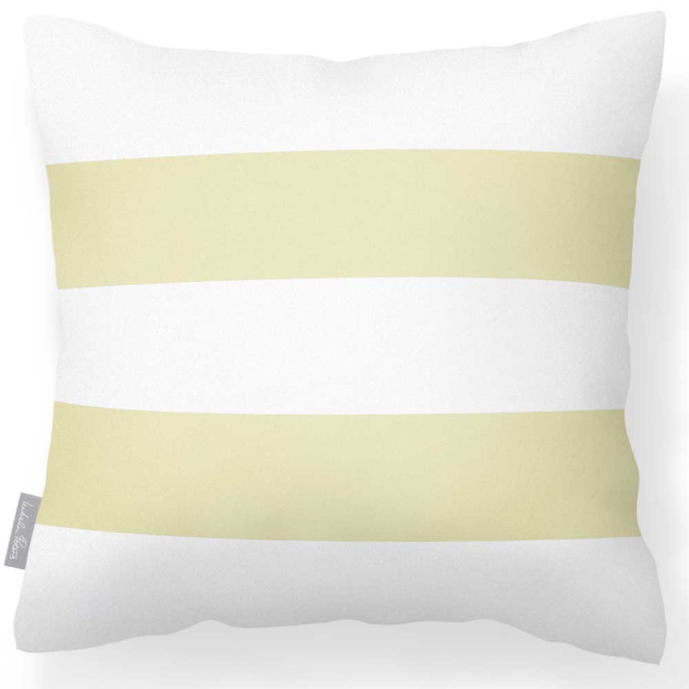 Outdoor Garden Waterproof Cushion - 2 Stripes Horizontal - Cream 50 x 50 cm by Izabela Peters