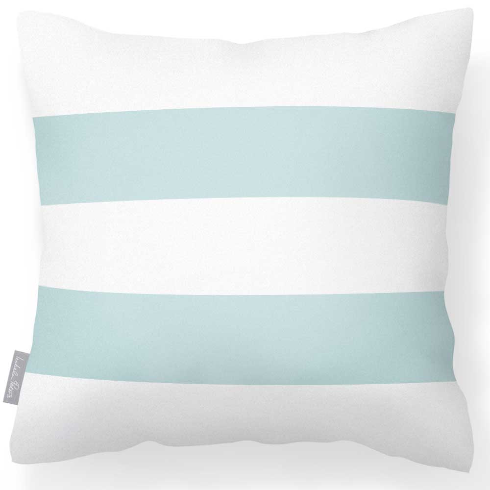 Outdoor Garden Waterproof Cushion - 2 Stripes Horizontal - Duck Egg 50 x 50 cm by Izabela Peters