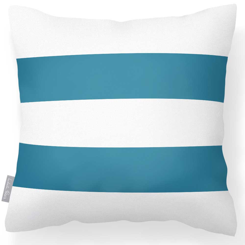 Outdoor Garden Waterproof Cushion - 2 Stripes Horizontal - Prussian Blue 50 x 50 cm by Izabela Peters
