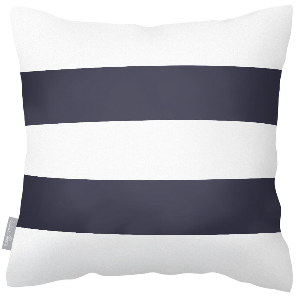 Outdoor Garden Waterproof Cushion - 2 Stripes Horizontal - Graphite 50 x 50 cm by Izabela Peters