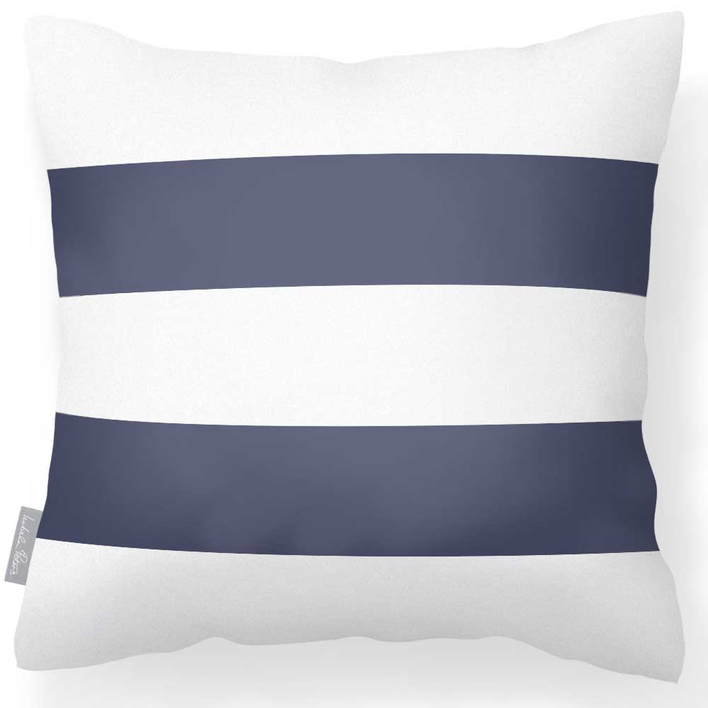 Outdoor Garden Waterproof Cushion - 2 Stripes Horizontal - Burnt Orange 50 x 50 cm by Izabela Peters