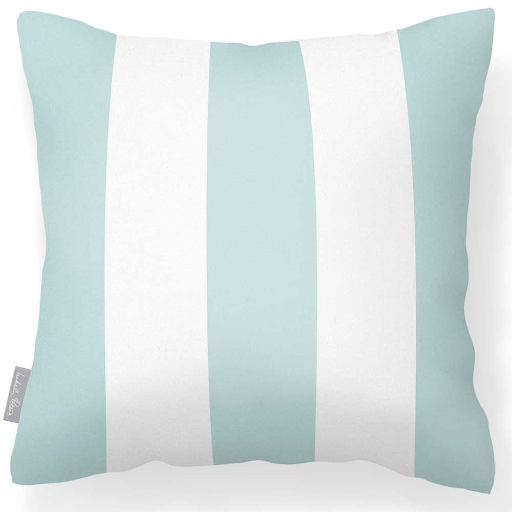 Outdoor Garden Waterproof Cushion - 3 Stripes in Duck Egg 50 x 50 cm | Izabela Peters