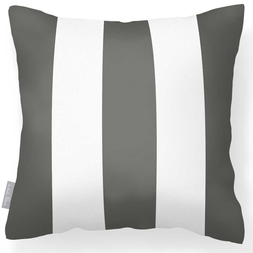 Outdoor Garden Waterproof Cushion - 3 Stripes - Beluga 50 x 50 cm by Izabela Peters
