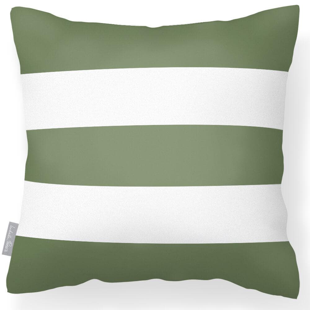 Outdoor Garden Waterproof Cushion - 3 Stripes Horizontal - Sage 50 x 50 cm by Izabela Peters