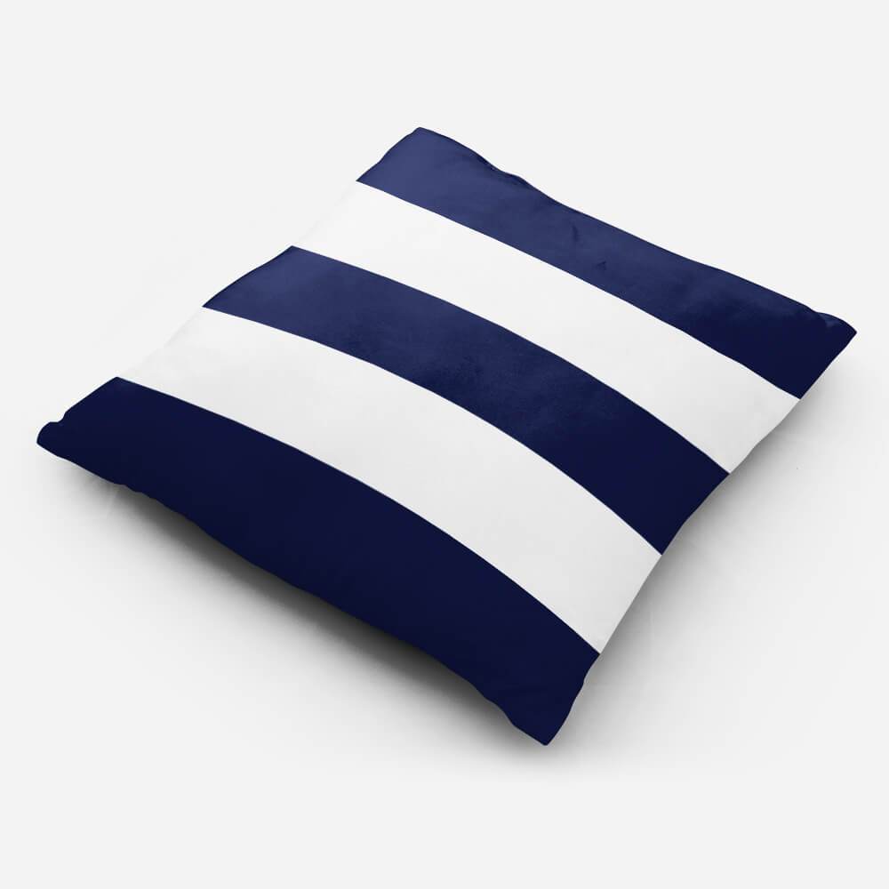 Outdoor Garden Waterproof Cushion - 3 Stripes Horizontal - Midnight 50 x 50 cm by Izabela Peters