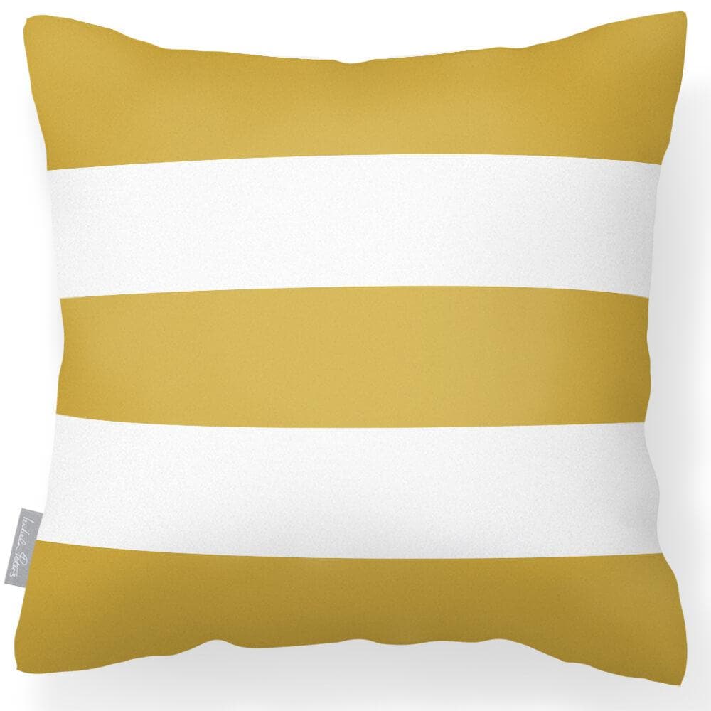 Outdoor Garden Waterproof Cushion - 3 Stripes Horizontal - Mustard 50 x 50 cm by Izabela Peters