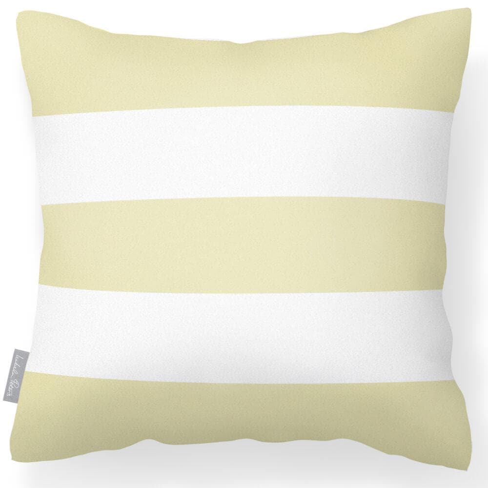 Outdoor Garden Waterproof Cushion - 3 Stripes Horizontal - Cream 50 x 50 cm by Izabela Peters