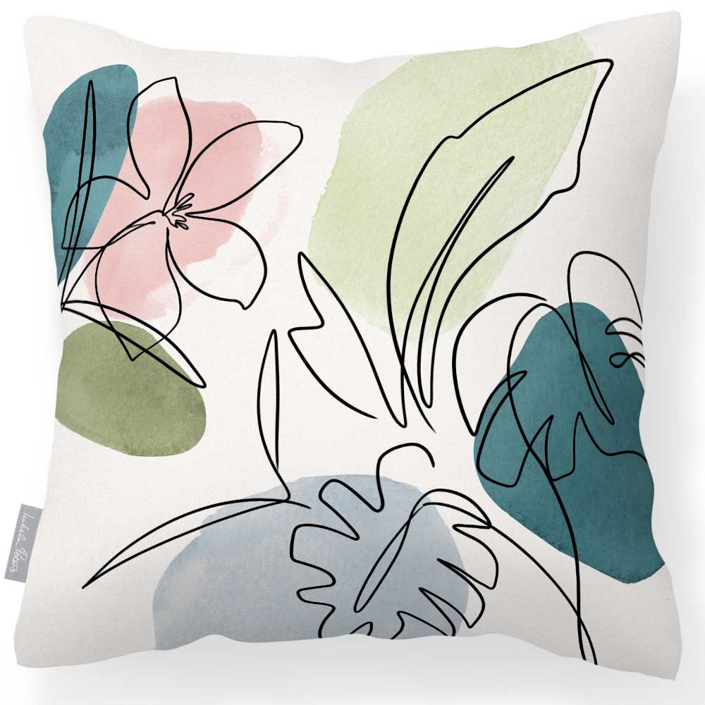 Outdoor Garden Waterproof Cushion - Abstract Flower & Palms - 40 x 40 cm by Izabela Peters
