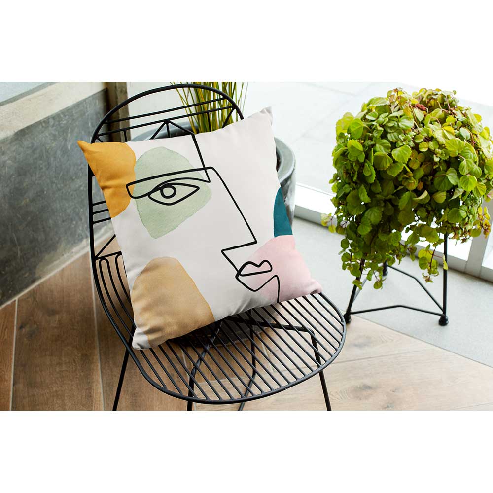 Outdoor Garden Waterproof Cushion - Angular Face - 40 x 40 cm by Izabela Peters